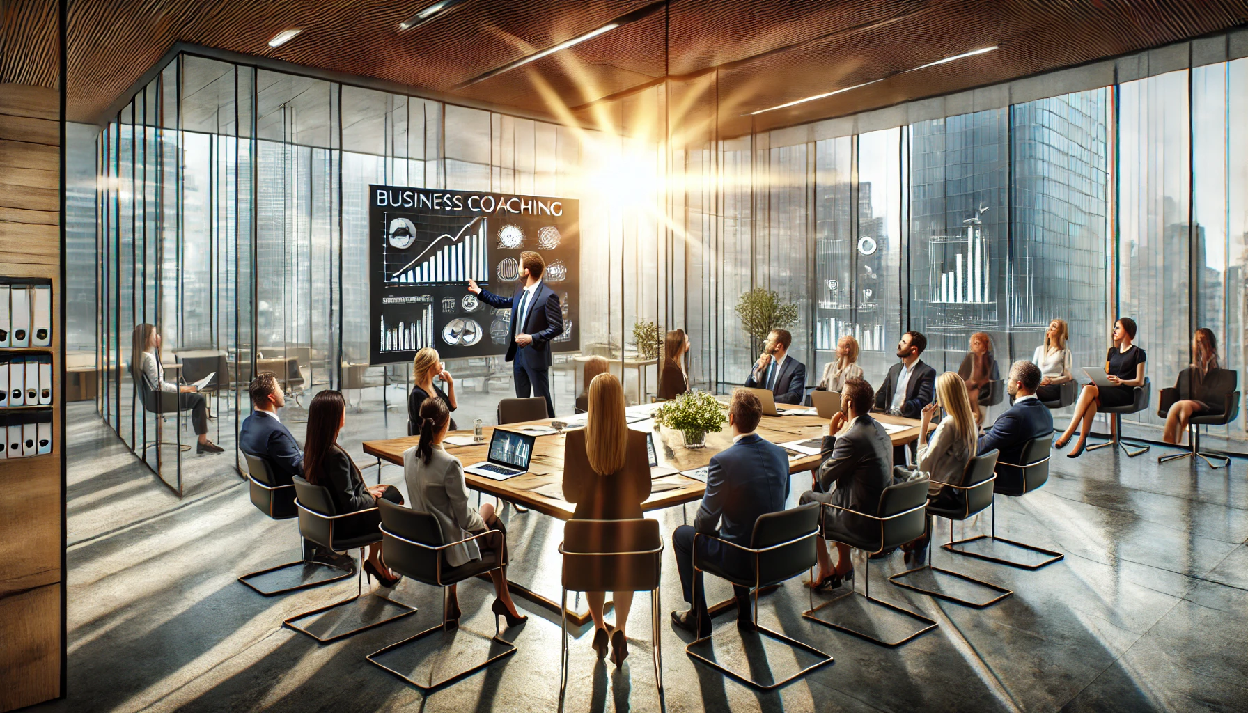 Reunión para ver las estrategias de coaching empresarial