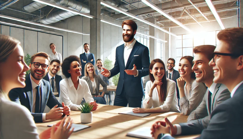 una reunión de motivación en el trabajo